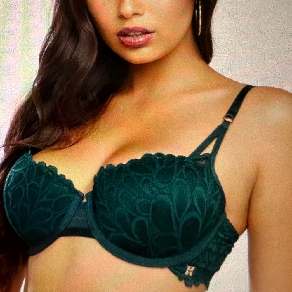 Savage X Fenty Underworld Green Lace Balconette Bra. NWOT.